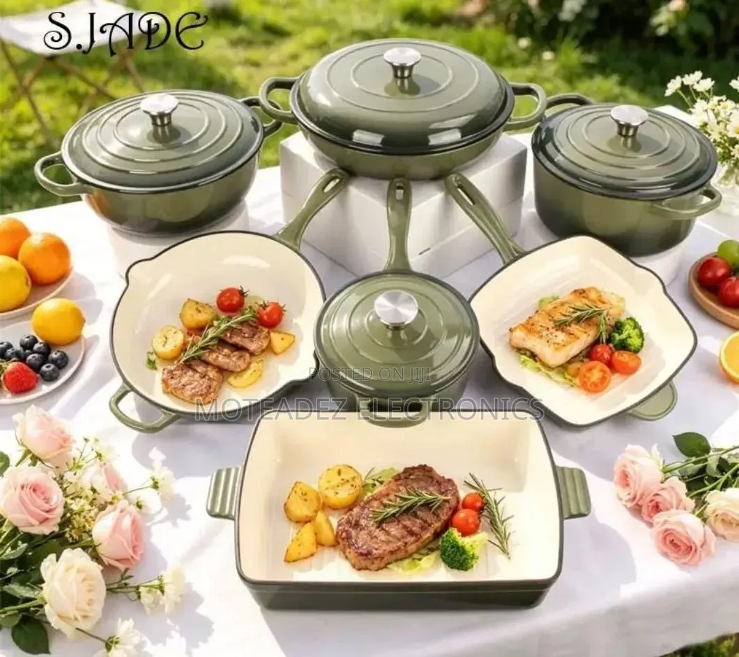 11pcs Heavy Duty High Quality Cast Iron Cookware Set With Fry Pan