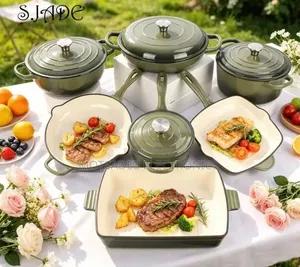 11pcs Heavy Duty High Quality Cast Iron Cookware Set With Fry Pan