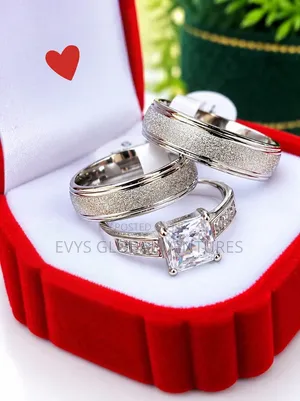 Original Stainless Steel Couple's Wedding Ring Set