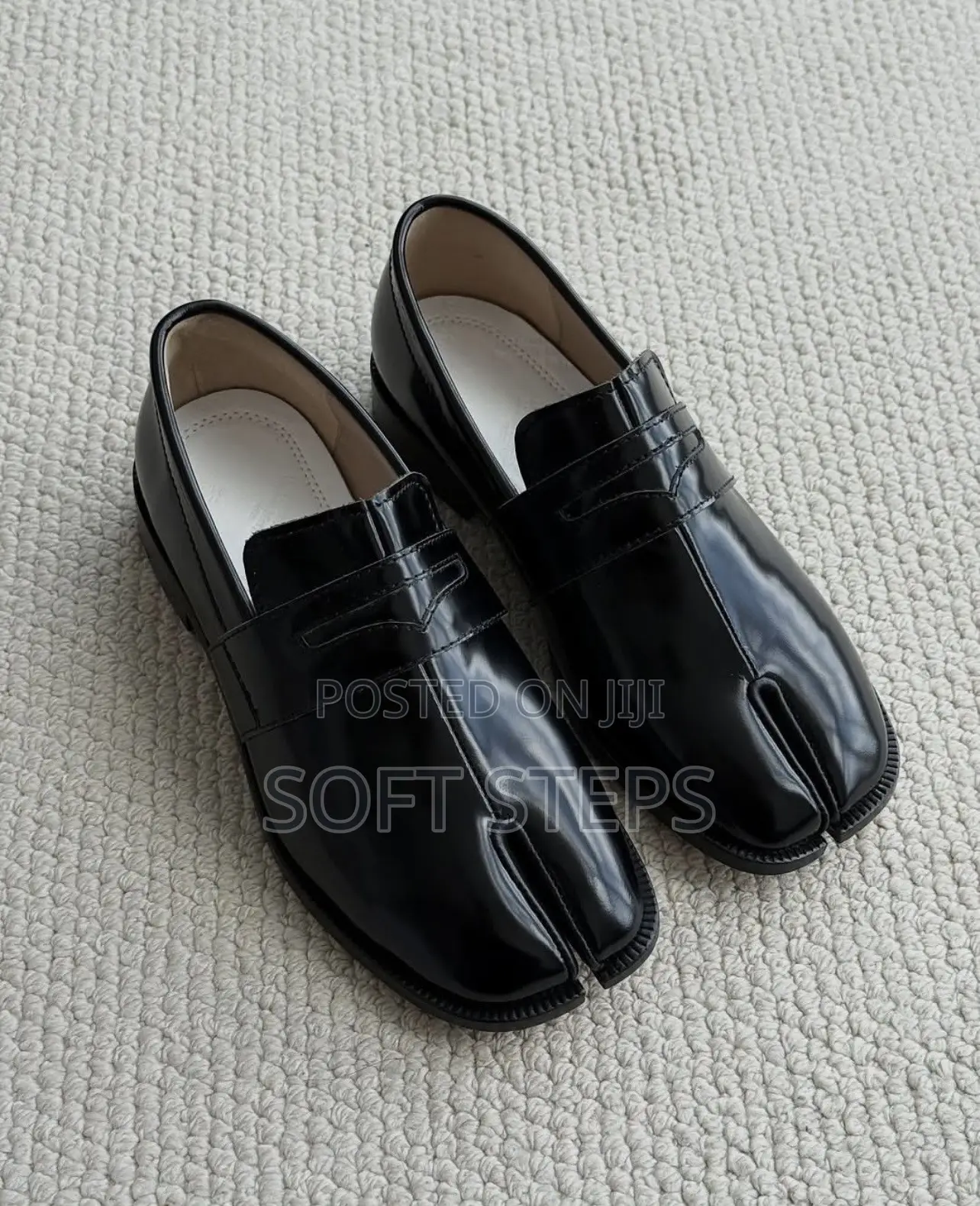 Maison Margiela Black Leather Tabi Loafers