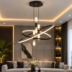 Modern Black & Gold Orbit LED Chandelier –Luxury Pendant Ceiling Light