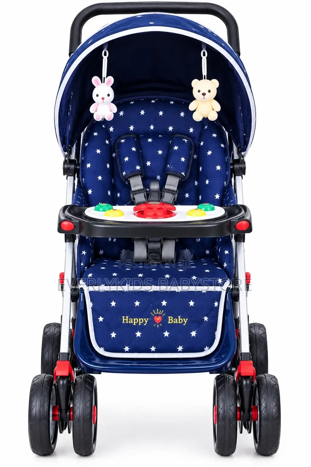 Baby Stroller With Food Tray - Navy Blue - New