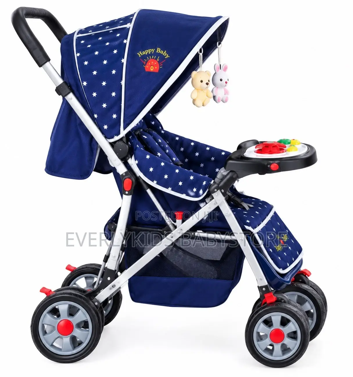Baby Stroller With Food Tray - Navy Blue - New