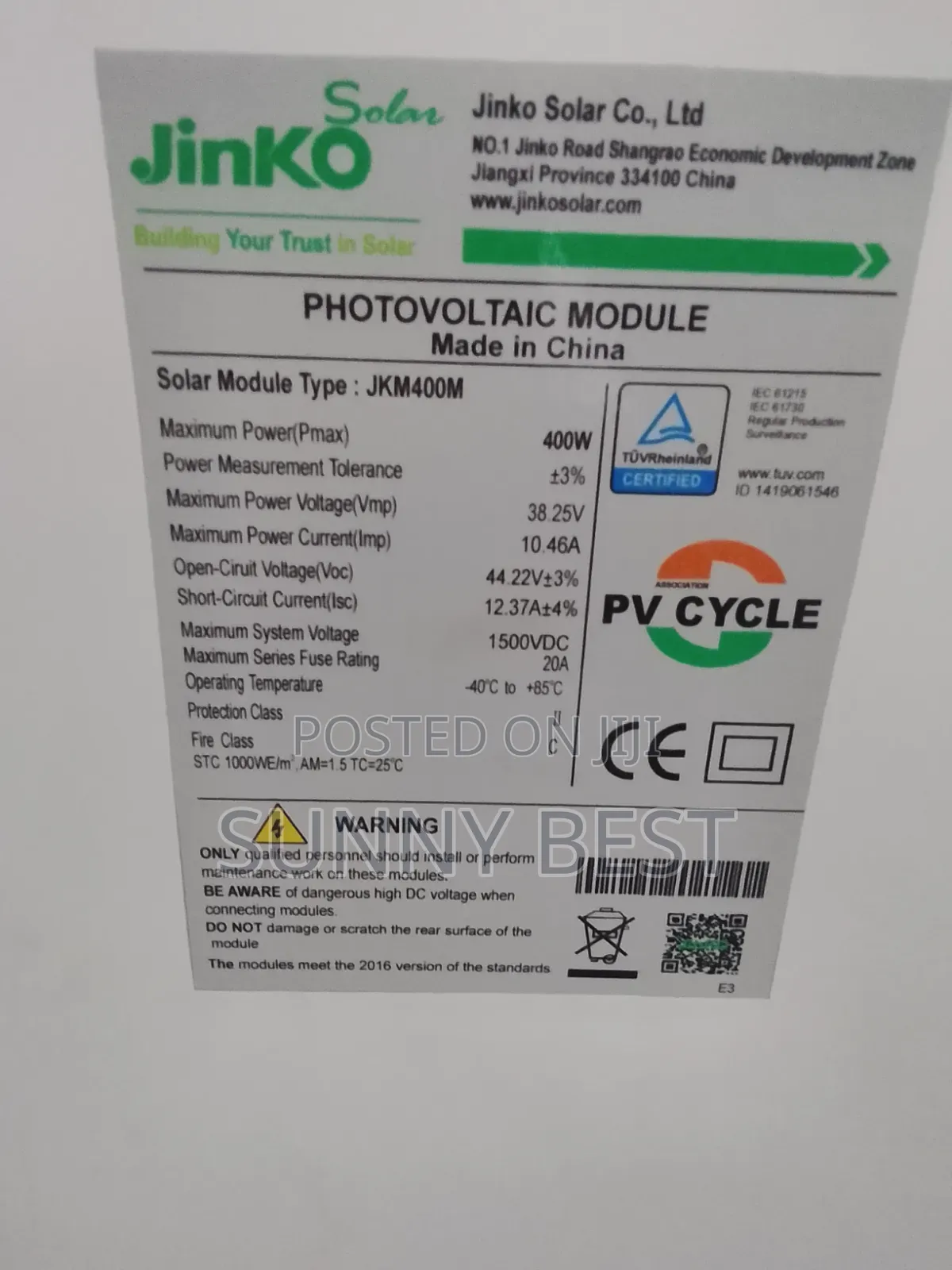 Jinko Solar Panel 400w