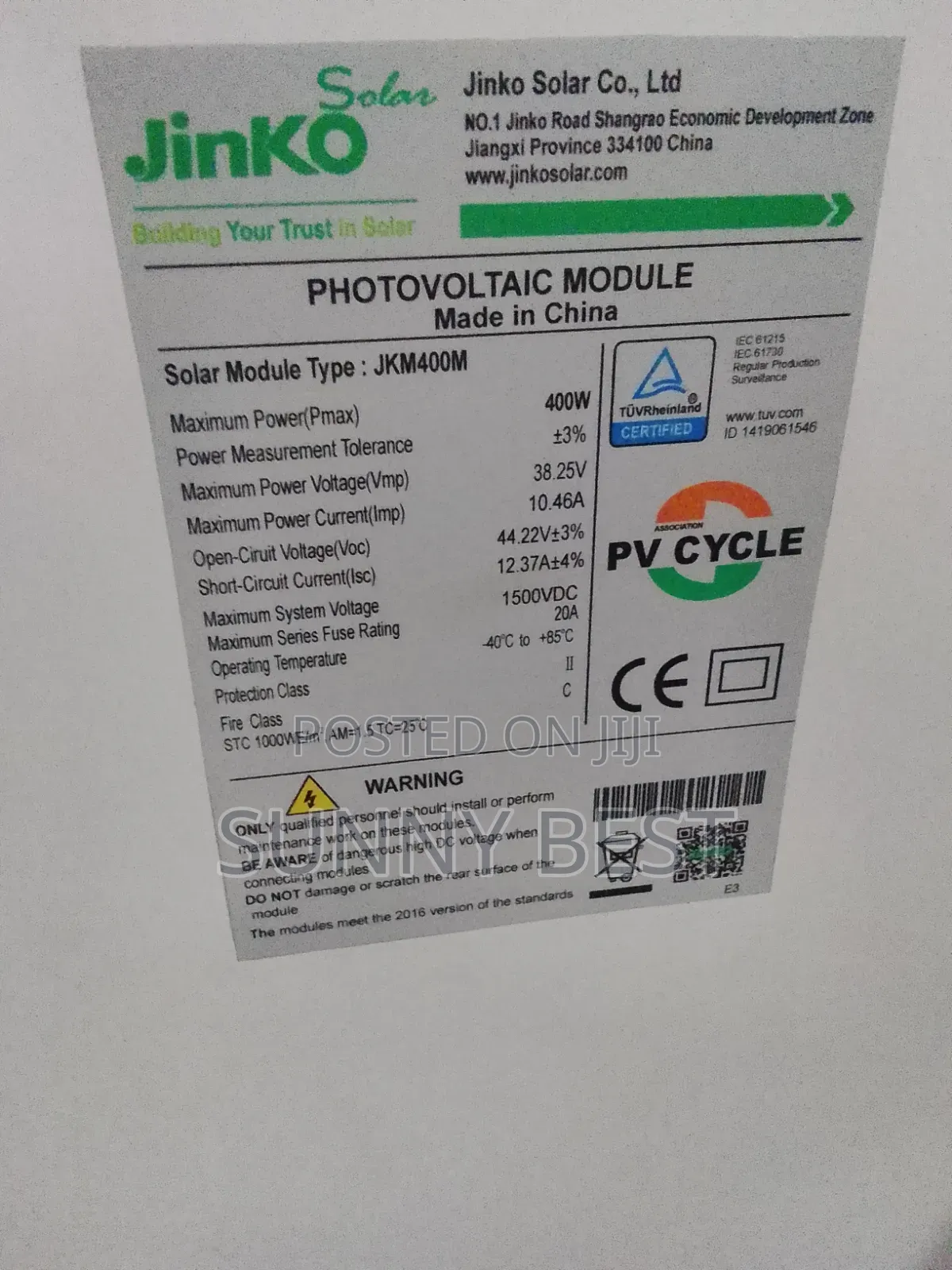 Jinko Solar Panel 400w