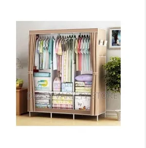 Classy 3 Column Mobile Steel Wardrobe Closet(Brown)