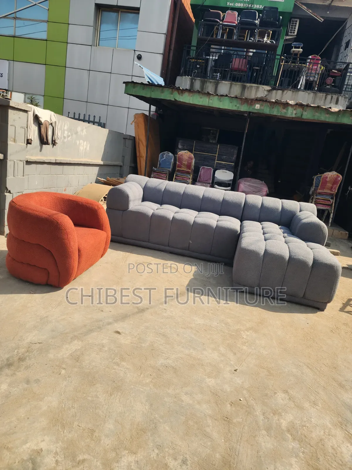 Neatly Padded L-Shaped Sofa Couch.