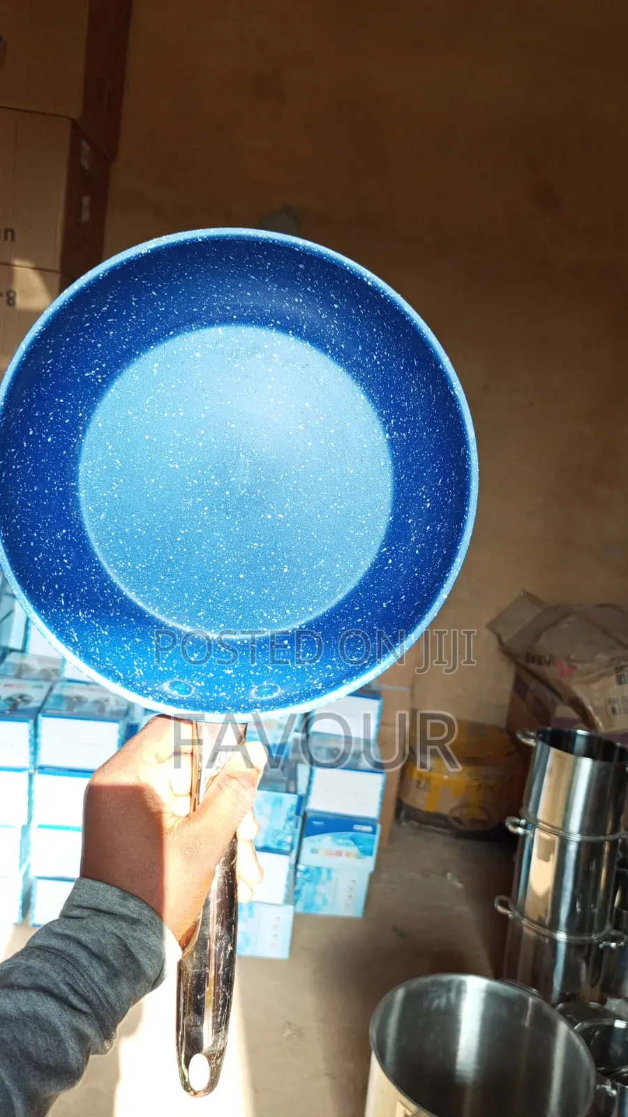 Blue Granite-Style Non-Stick Frying Pan – Durable Kitchen Cookwa