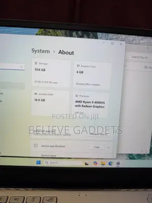 Laptop Asus ROG Zephyrus G14 16GB AMD Ryzen 9 SSD 1T