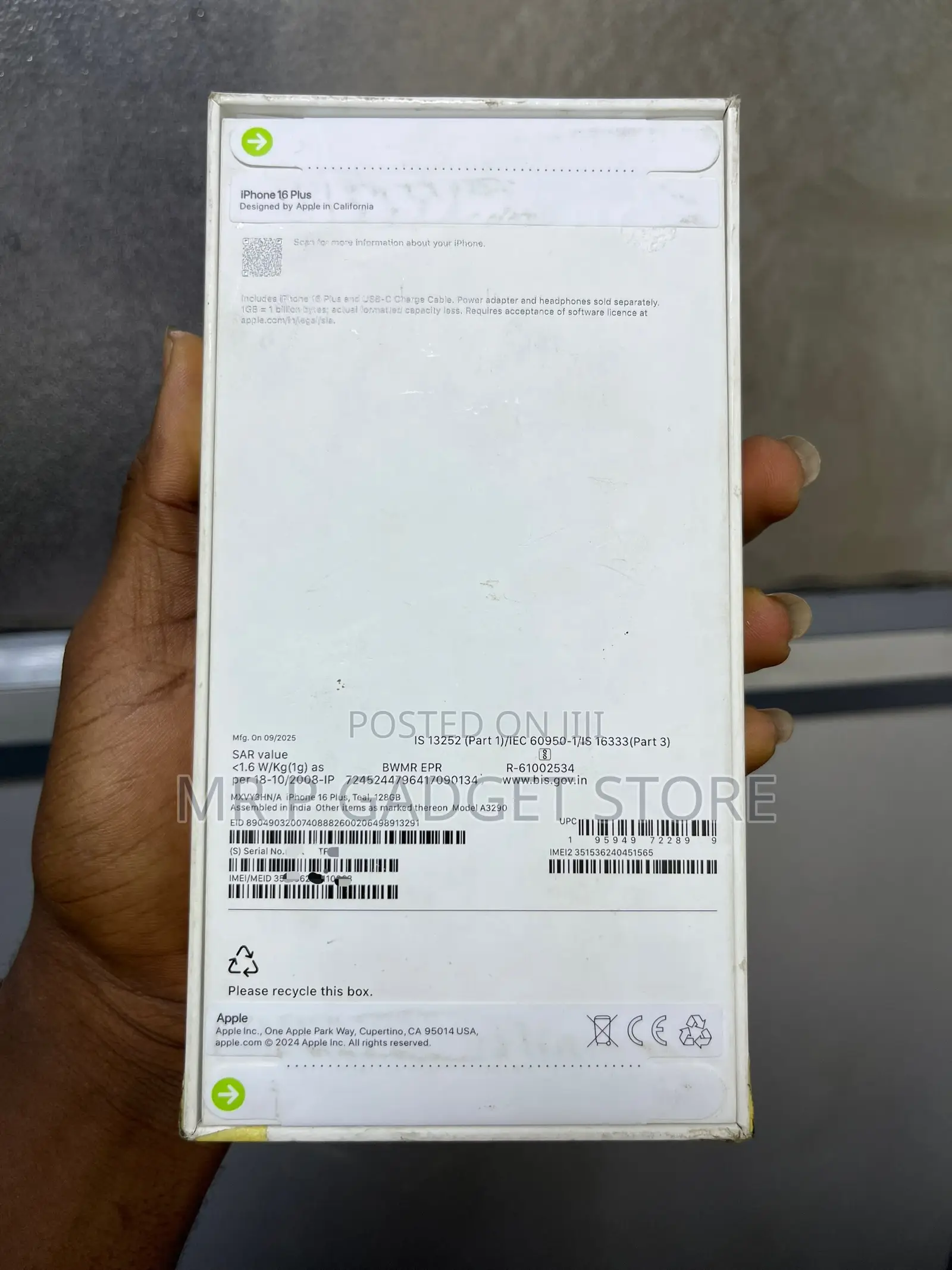 New Apple iPhone 16 Plus 128 GB Green