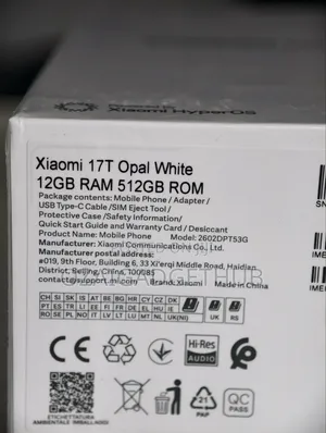 New Xiaomi 17T 512 GB White