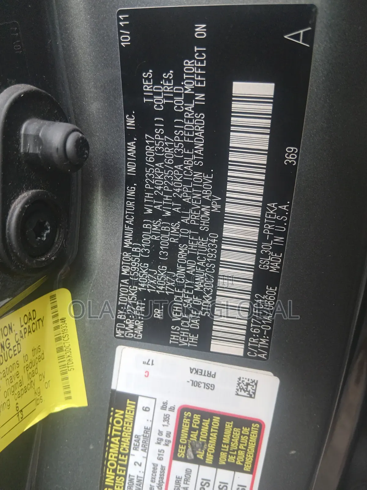 Toyota Sienna 2012 Gray
