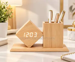 Wooden LED Digital Clock & Pan Holder