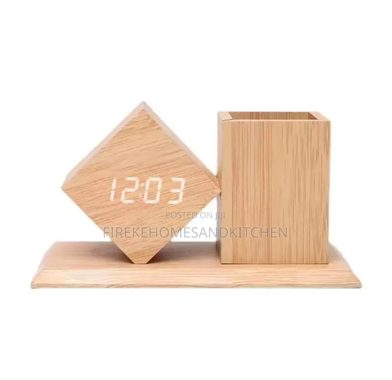 Wooden LED Digital Clock & Pan Holder