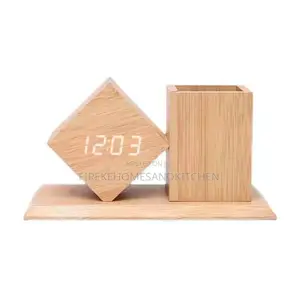 Wooden LED Digital Clock & Pan Holder