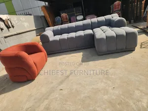 Grey Coloured Bubble L-Shaped Sofa With a Single Seater