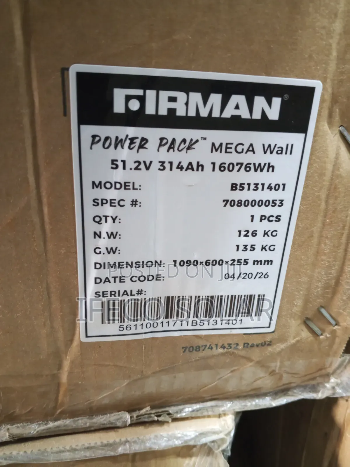 Firman 16kwh Lithium Battery