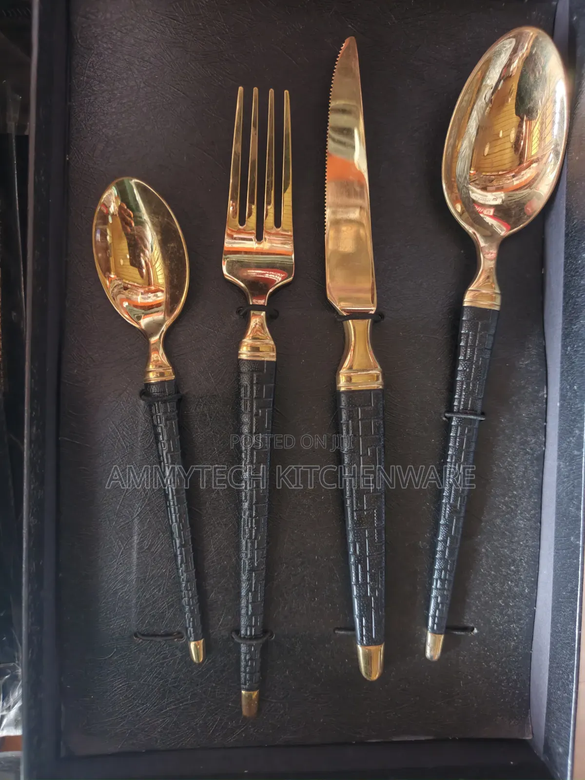 4pcs Thick Black Cutlery Sets