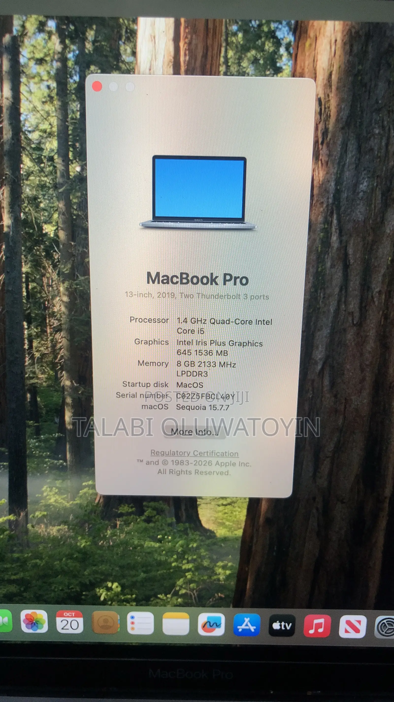 Laptop Apple MacBook Pro 2019 8GB Intel Core i5 SSD 128GB