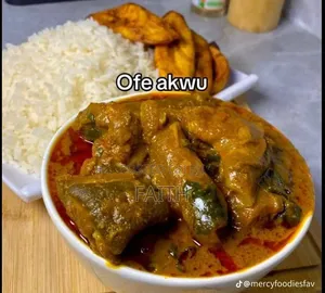 White Rice, Plantain and Ofe Akwu