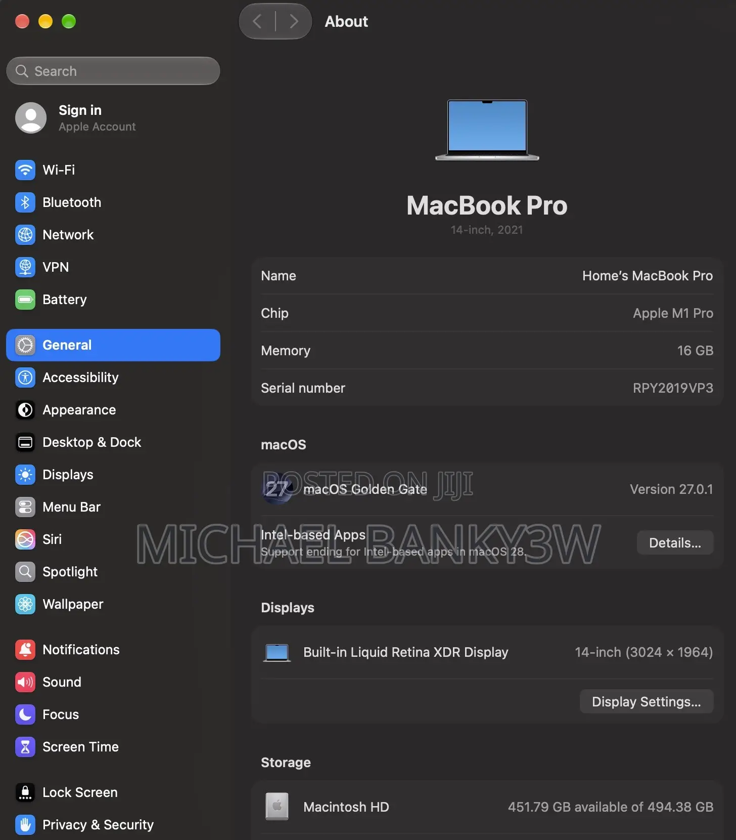 Laptop Apple MacBook Pro 2020 M1 16GB Apple M1 Pro SSD 512GB