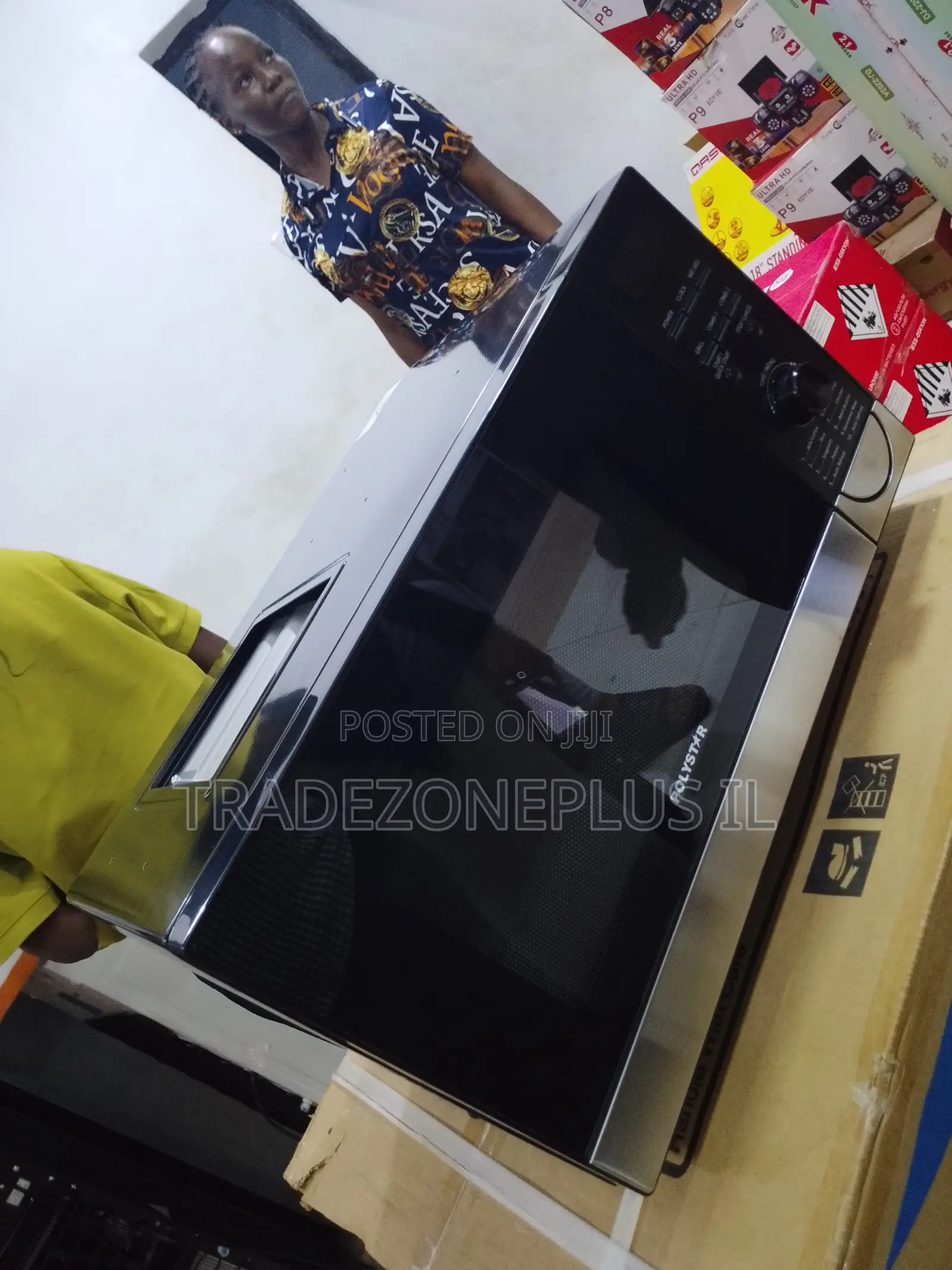 Black 25L Polystar Microwave With Stainless Steel Cavity