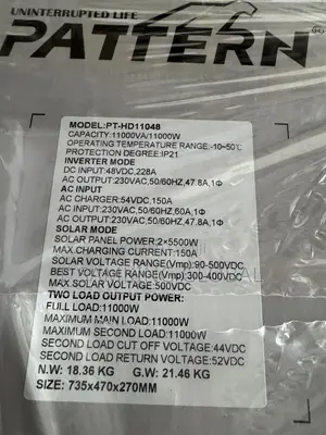 11kva 48v Pattern Hybrid Inverter