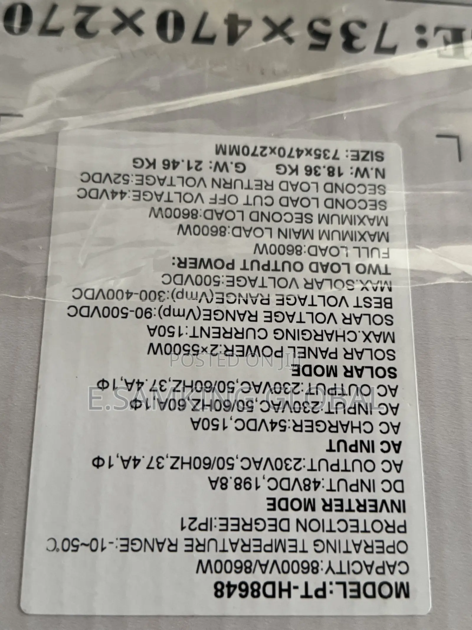 8.6kva PATTERN Hybrid Inverter