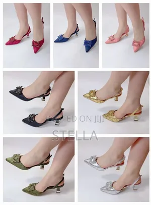 Classy Ladies Slingback Low Heels With Stone - Size 37 -42
