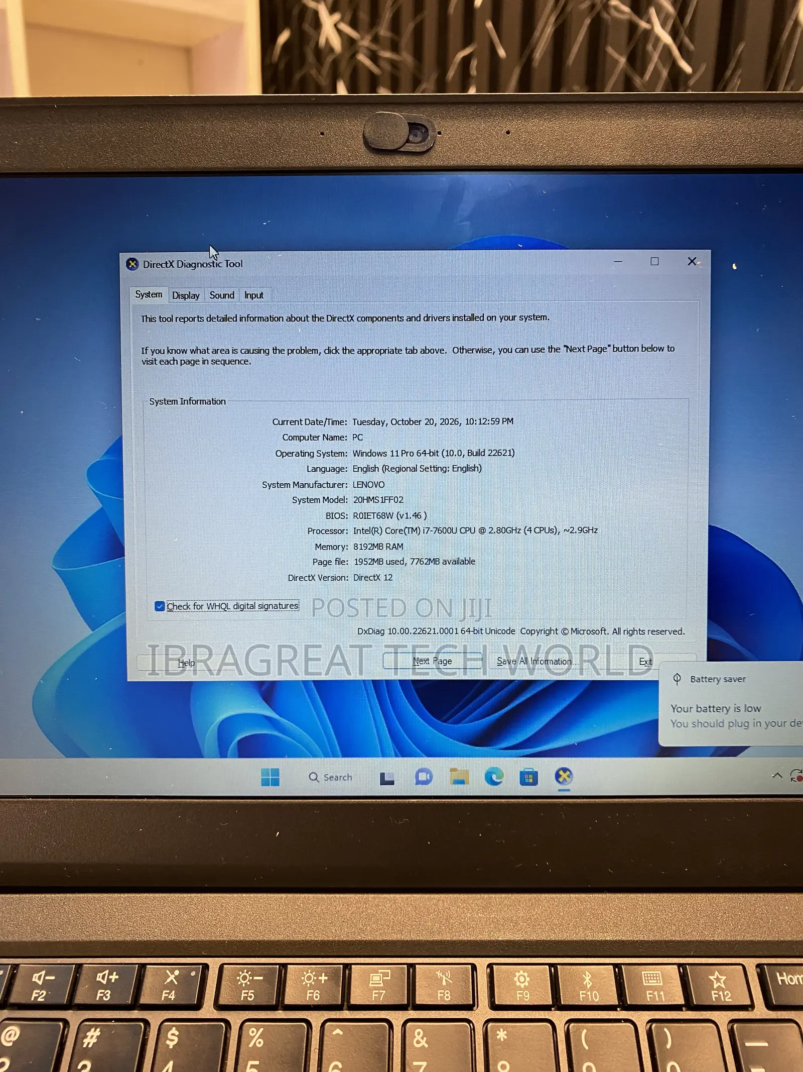 Laptop Lenovo ThinkPad X270 8GB Intel Core i7 SSD 256GB