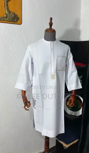 White Senator Set With Gold Embroidery, Made to Measure