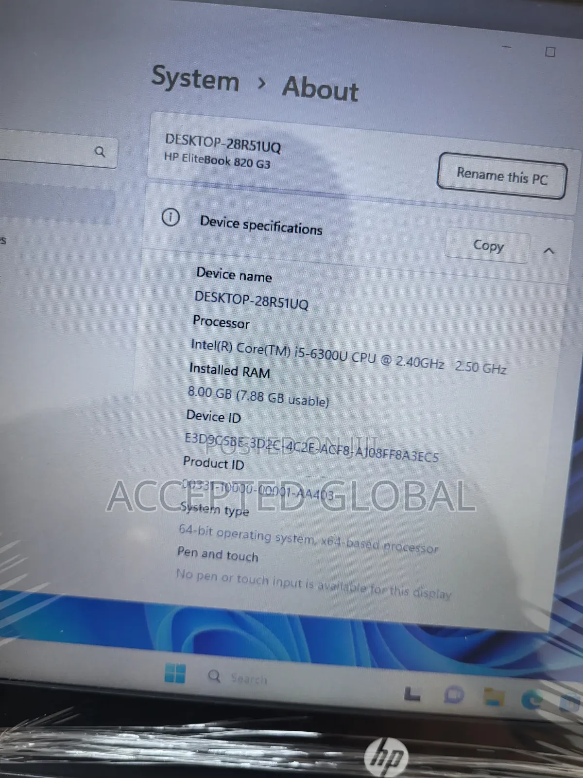 Laptop HP EliteBook 820 G3 8GB Intel Core i5 SSD 256GB