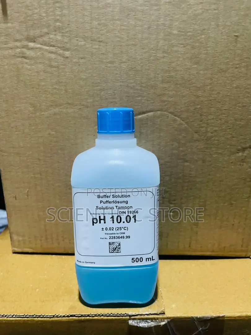 Buffer Solution, pH 10.01, PH 4.01, PH 7.00 Color-Coded Blue, 500 mL