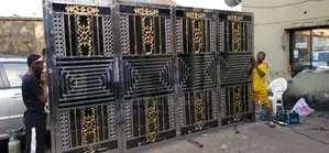 Luxury Stainless Sliding Gate - Black & Gold Design