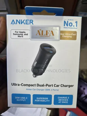 Anker Ultra-Compact Dual-Port 30W Car Charger Without Cable