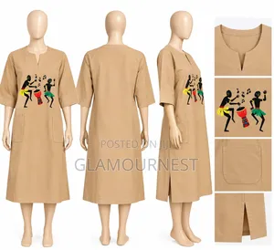 LadAfrican Print Short Sleeve Free Gown – Casual Native Dress