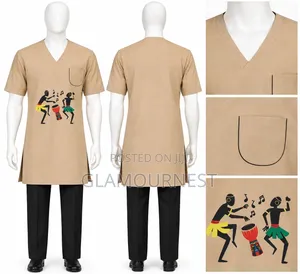 Men’s Beige African Print Tunic Top
