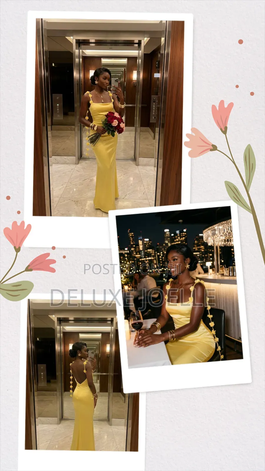3d Floral Camisole Backless Dress