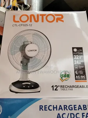 Lontor 12-Inch Rechargeable Table Fan