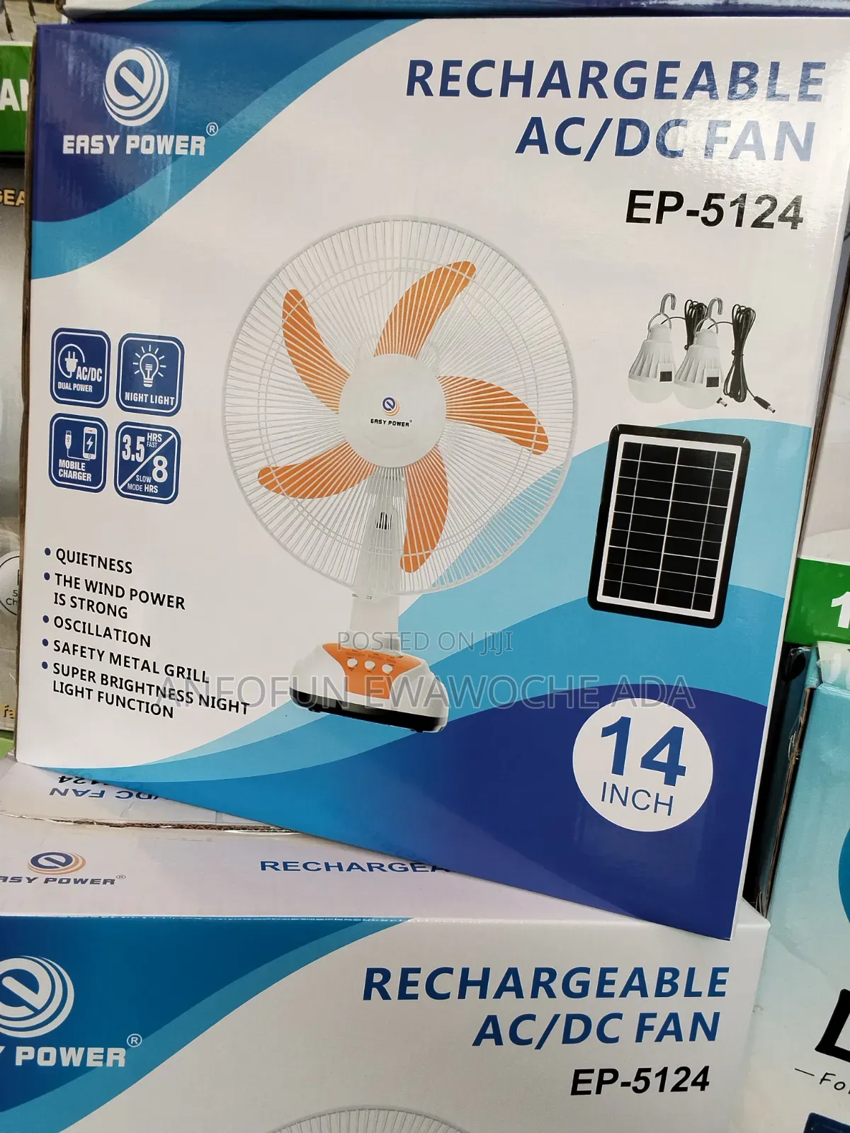 Rechargeable AC/DC Fan With Solar Panel