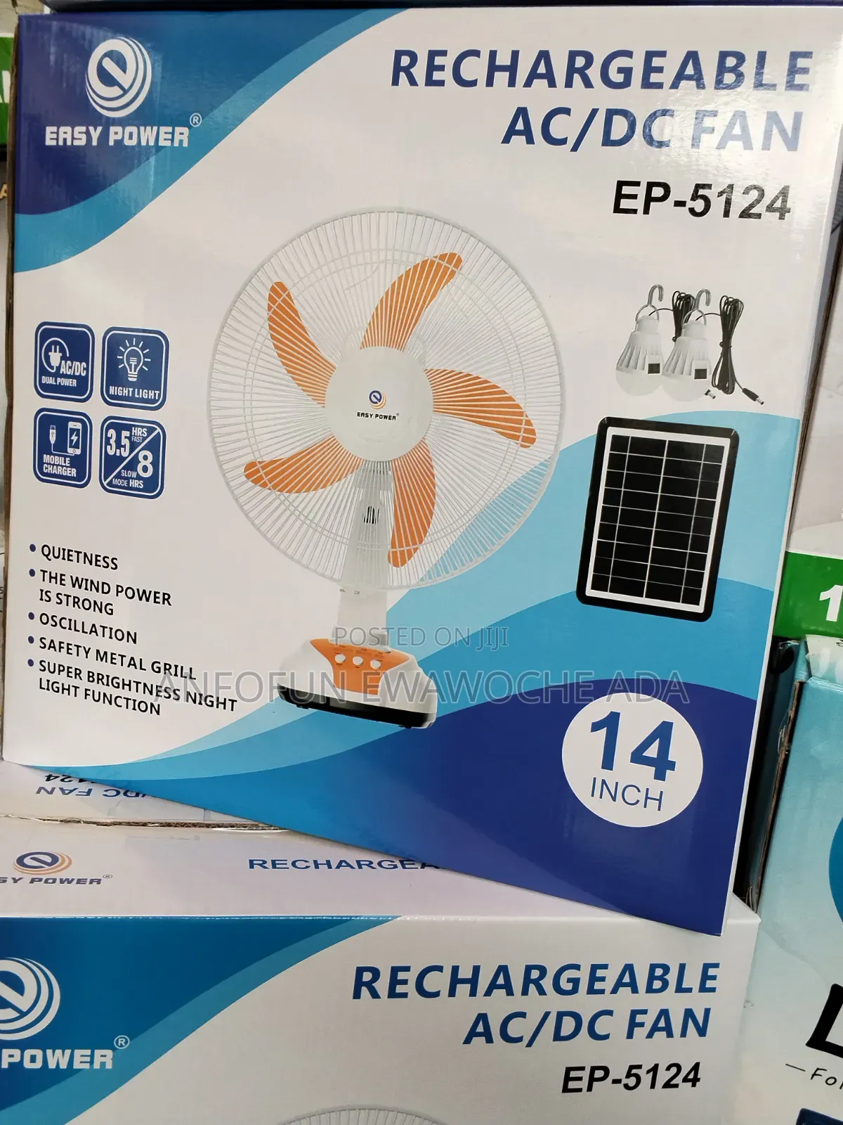 Rechargeable AC/DC Fan With Solar Panel