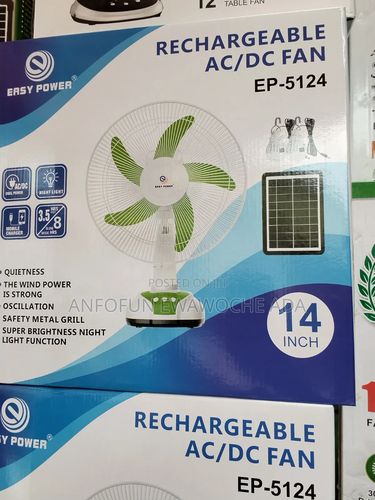 Rechargeable AC/DC Fan With Solar Panel