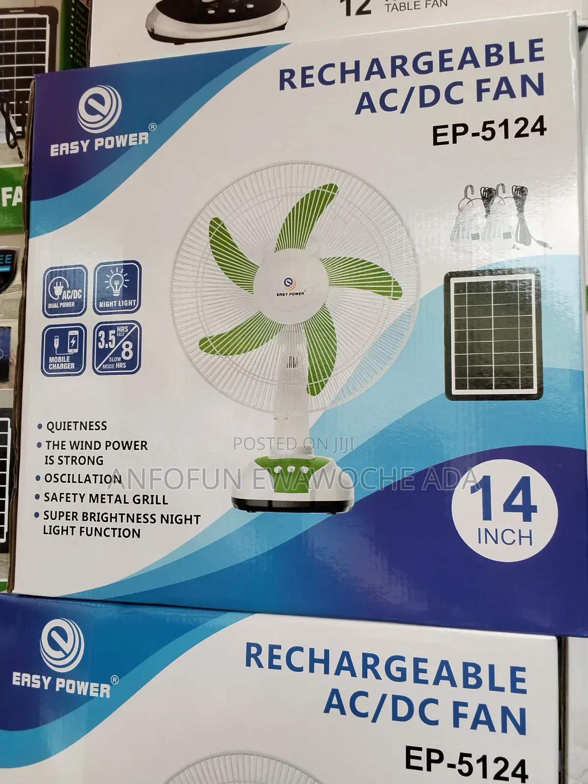 Rechargeable AC/DC Fan With Solar Panel