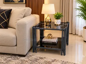 Marble Side Table With Under Glass