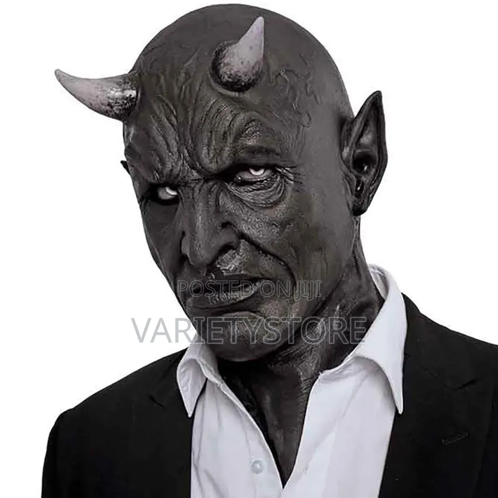 Black Devil Latex Demon Full Face Mask