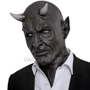 Black Devil Latex Demon Full Face Mask