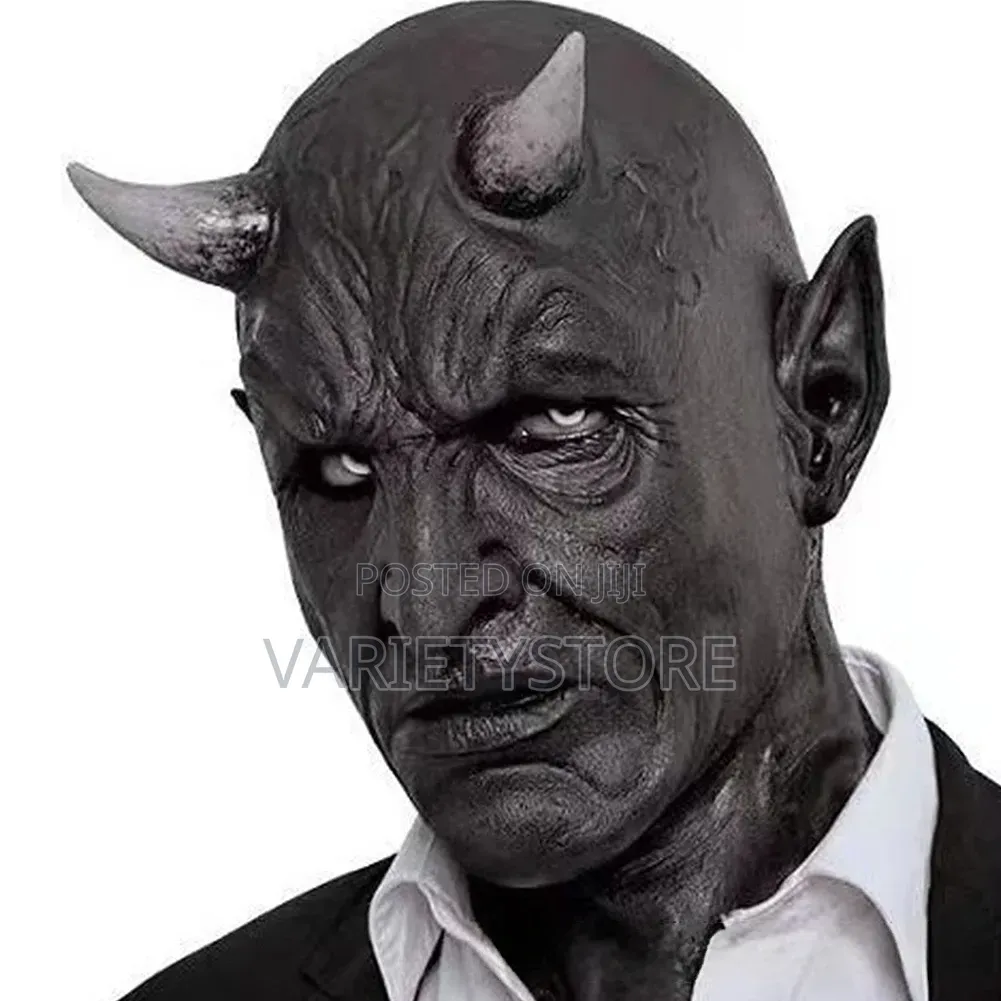 Black Devil Latex Demon Full Face Mask