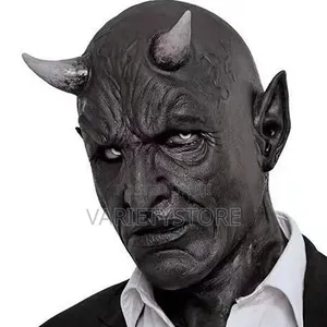 Black Devil Latex Demon Full Face Mask