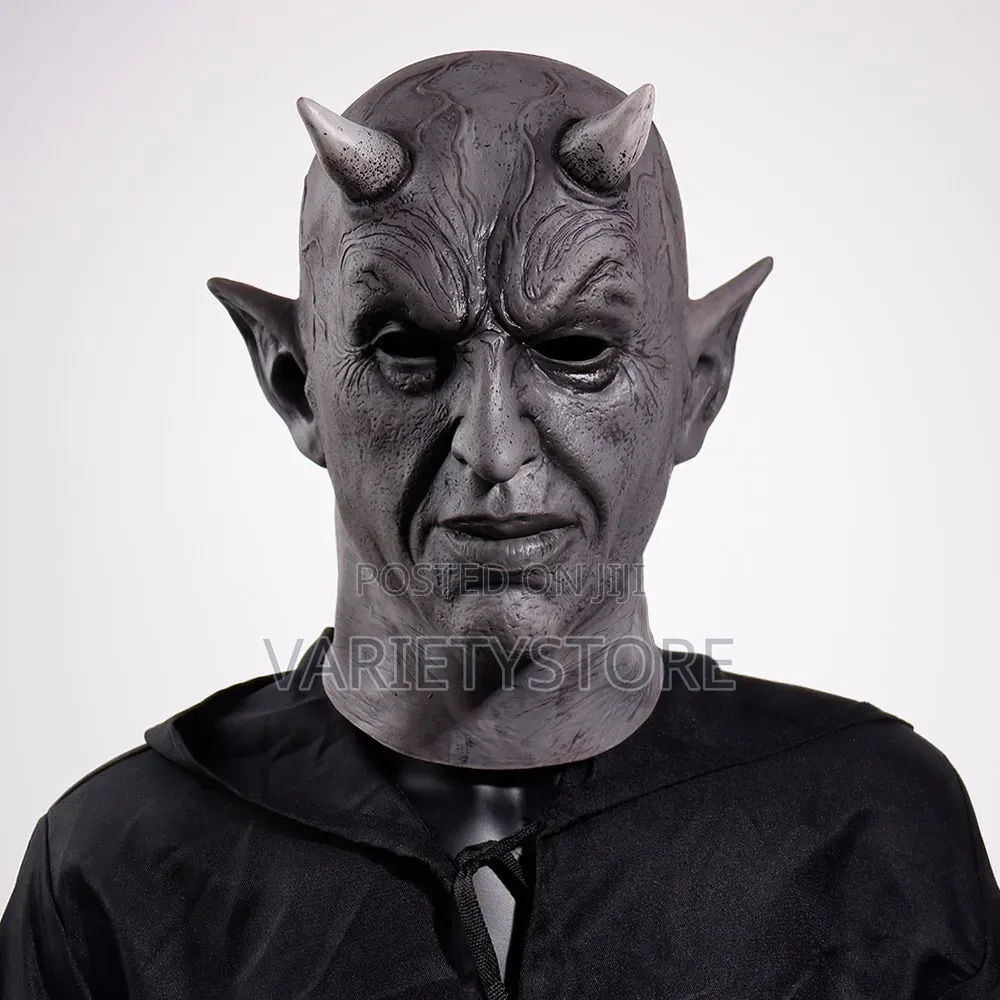 Black Devil Latex Demon Full Face Mask