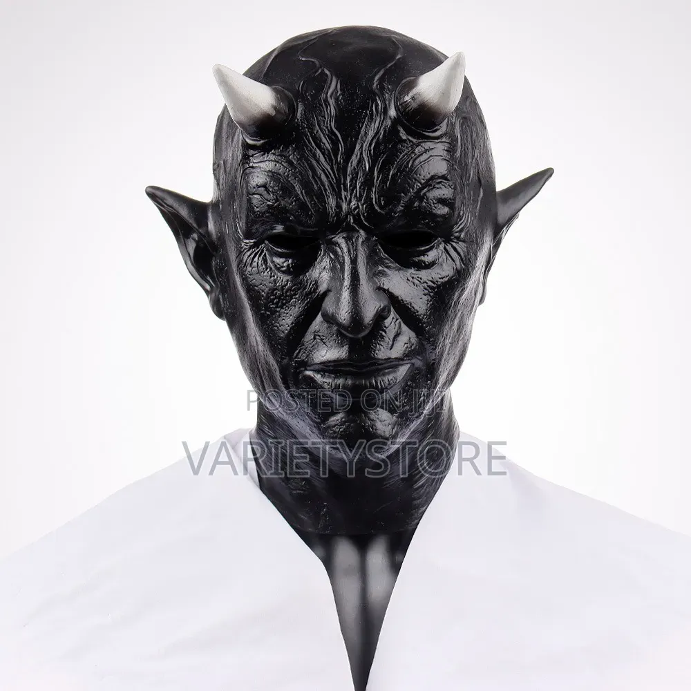 Black Devil Latex Demon Full Face Mask